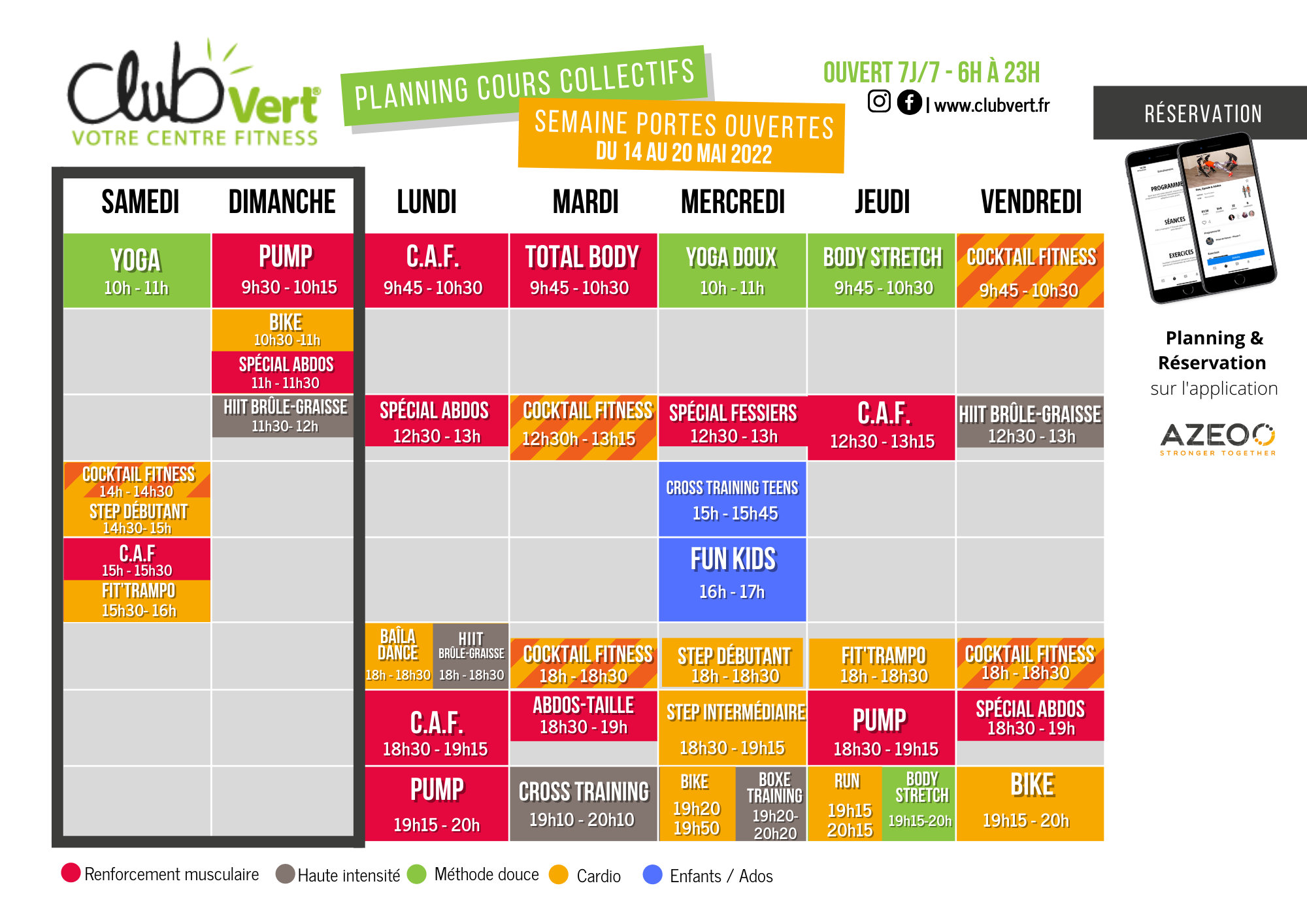 Planning Club Vert portes ouvertes mai 2022