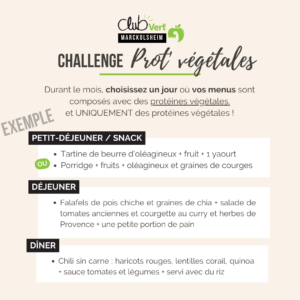 Challenge protéines végétales - club vert marckolsheim - nutrition