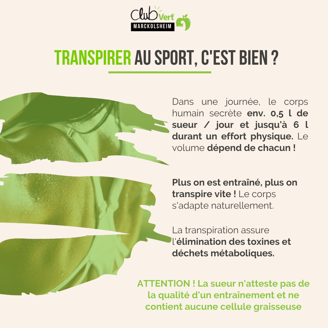 Transpiration au sport - club vert marckolsheim