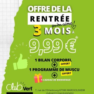 Offre de la rentrée 2023 club vert marckolsheim